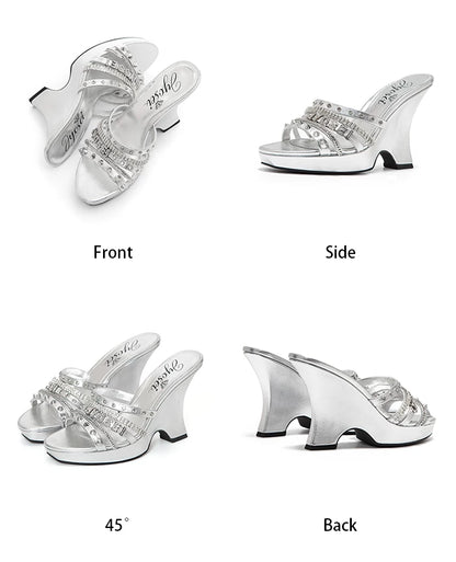 Vintage Leather Platform Wedge Sandals