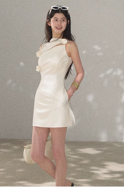 Lyocell Wool Off-Shoulder Sculpted Waist Dress