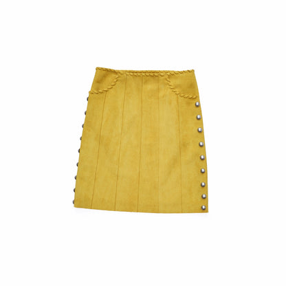 Suede Studded High-Waist Midi Skirt