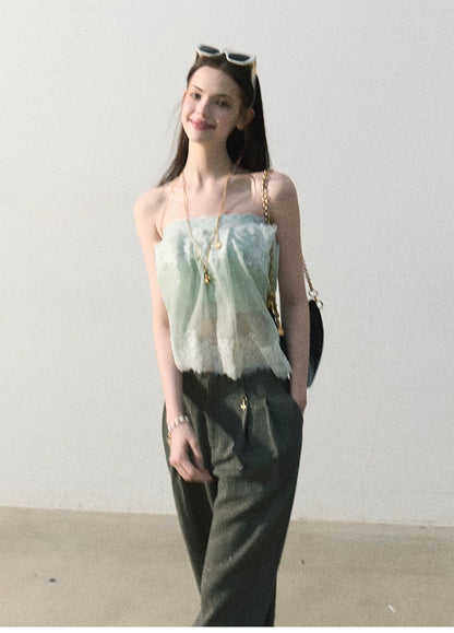 Quiet Fruit Lace Off-Shoulder Bandeau Bustier