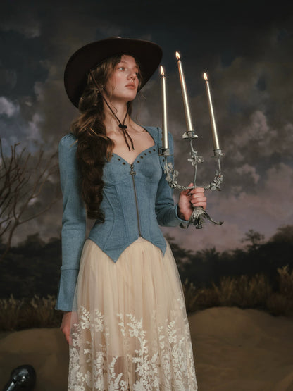 Denim Knight Structured French Denim Corset