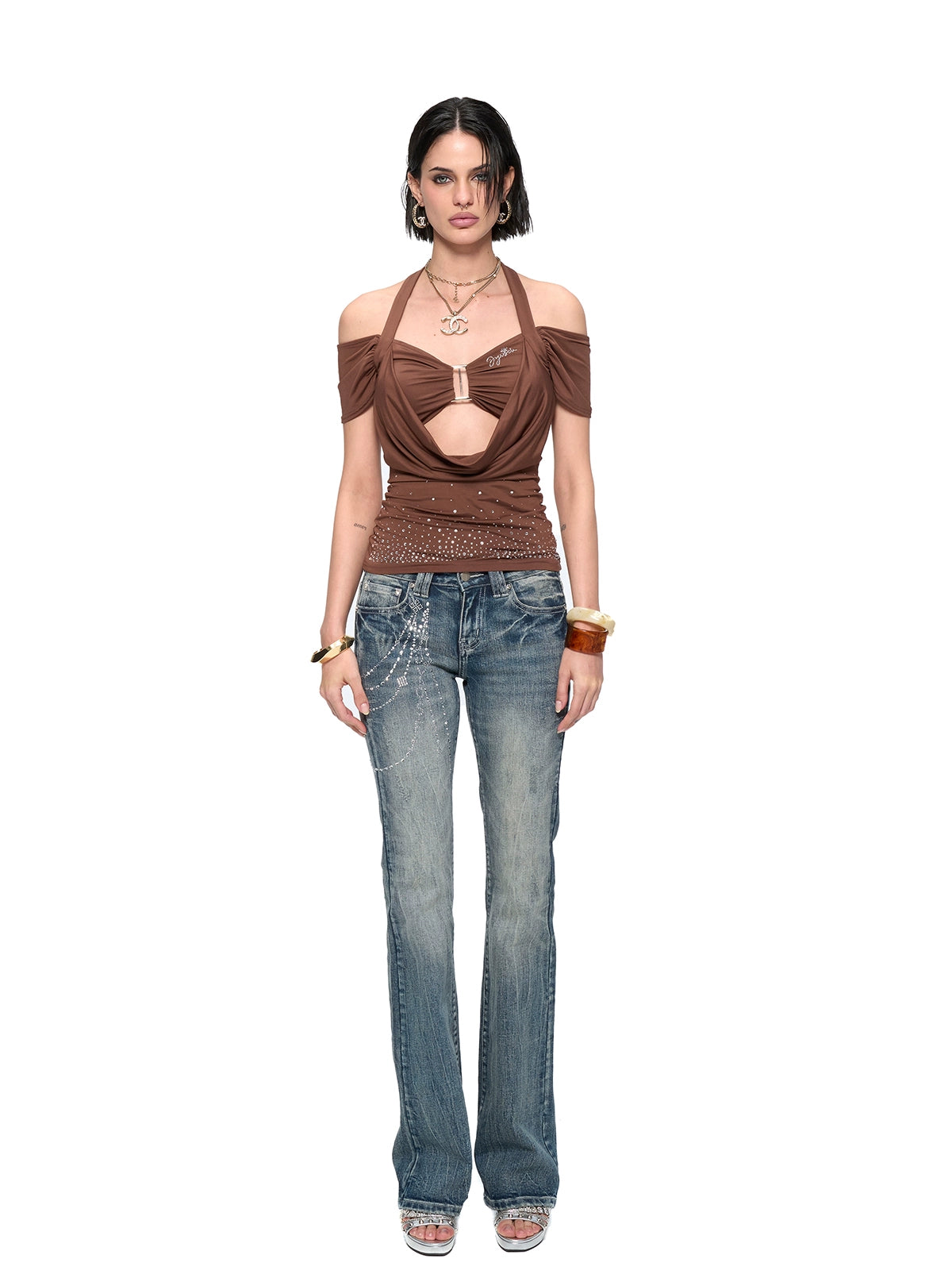 Slim Fit Short Sleeve V-Neck Bustier