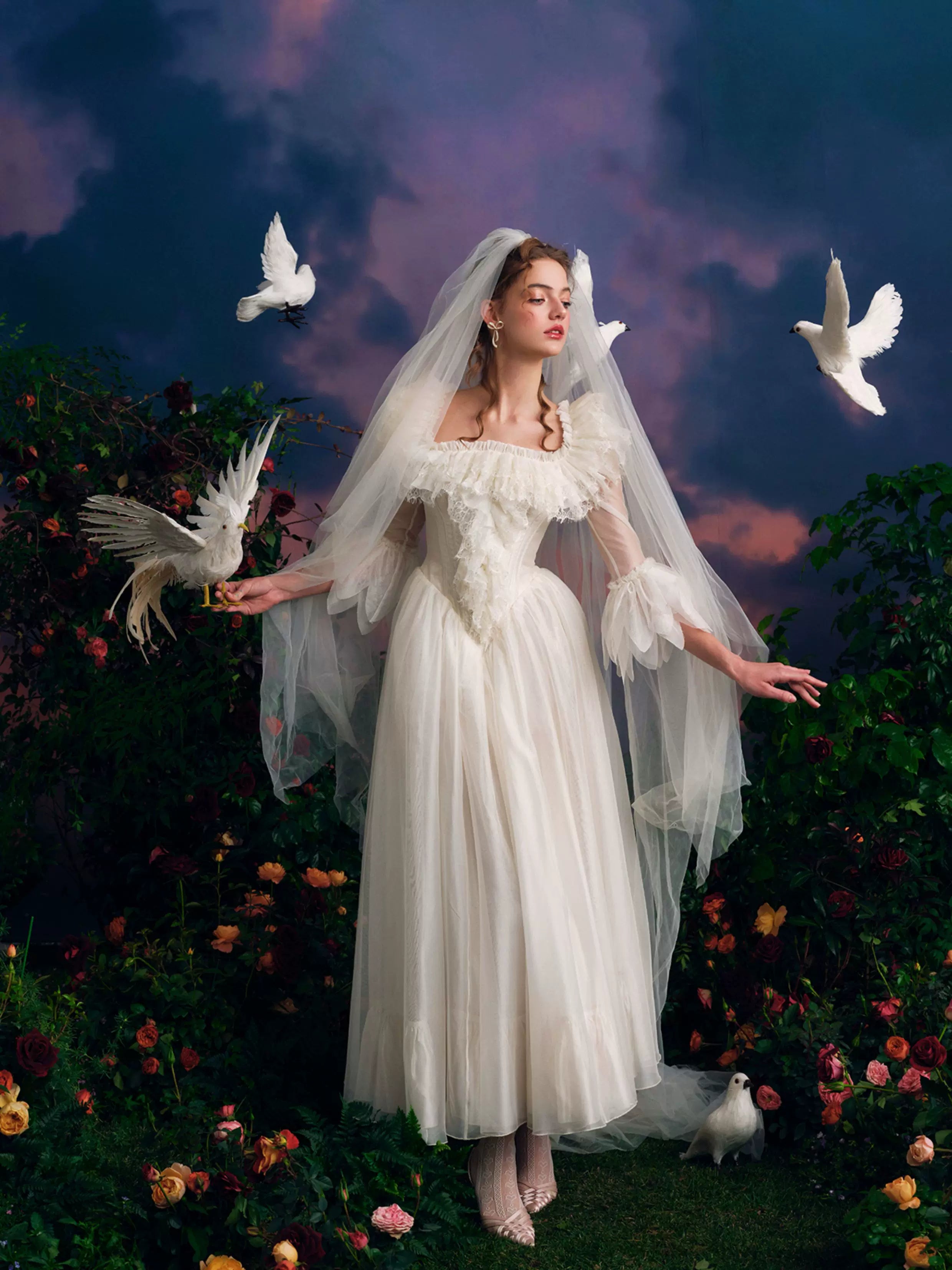 Wing of Resilience Antique Corset Wedding Gown