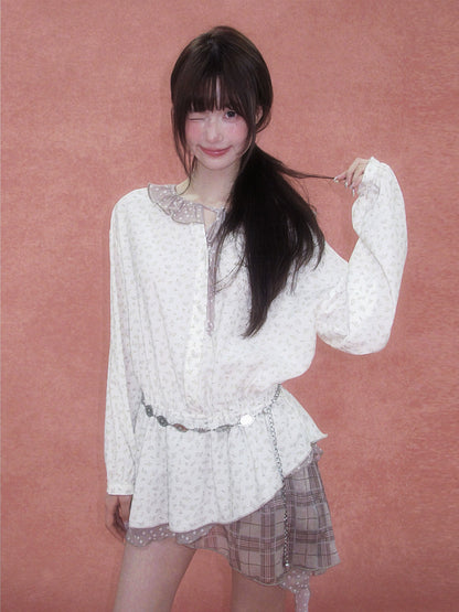 Deconstructed Patchwork Waist-Cinched Shirt Dress