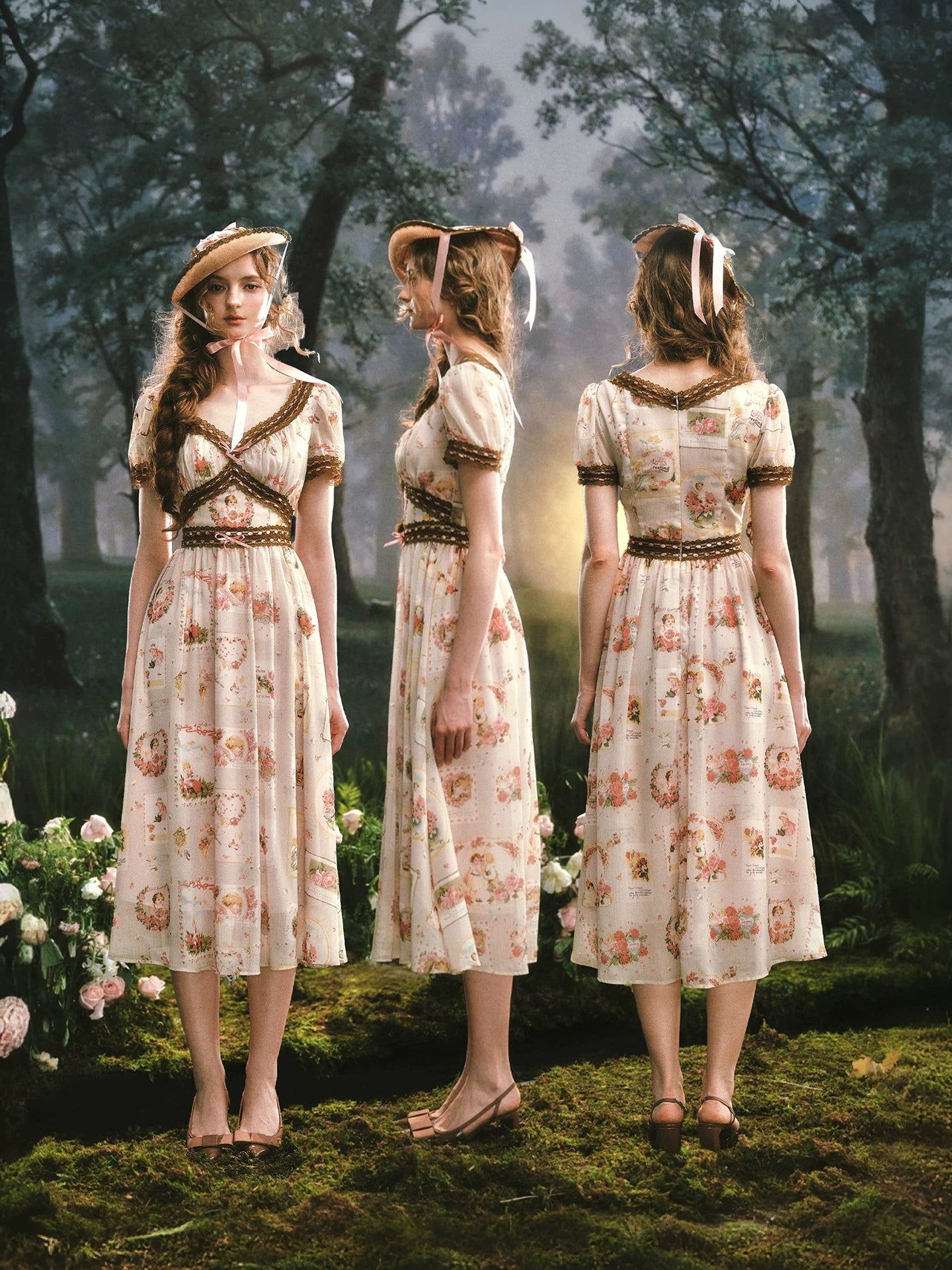 Pastoral Reverie Lace Floral Dress