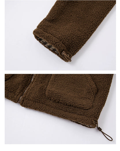 Reversible Plaid Fleece Patchwork Jacket