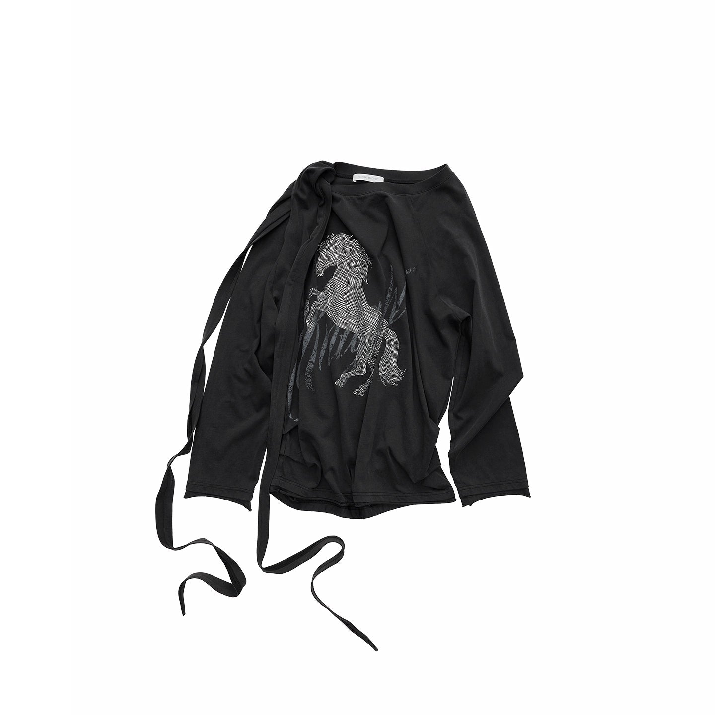Rhinestone Shoulder-Tie Oversized Sweatshirt