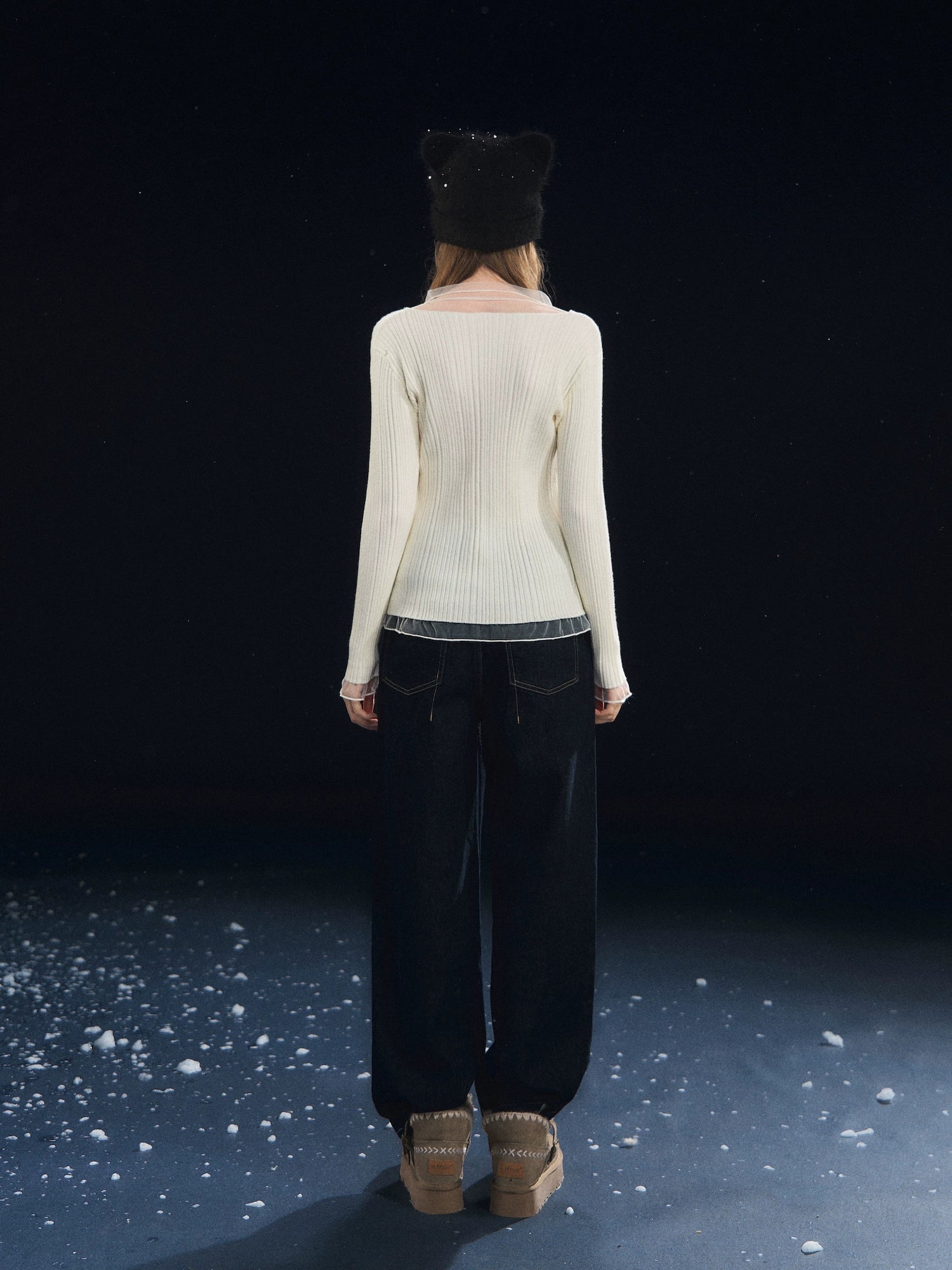 Mesh-Panel High-Stretch Base Crewneck