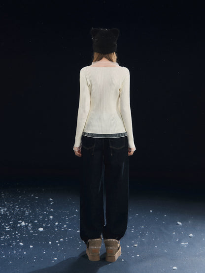 Mesh-Panel High-Stretch Base Crewneck