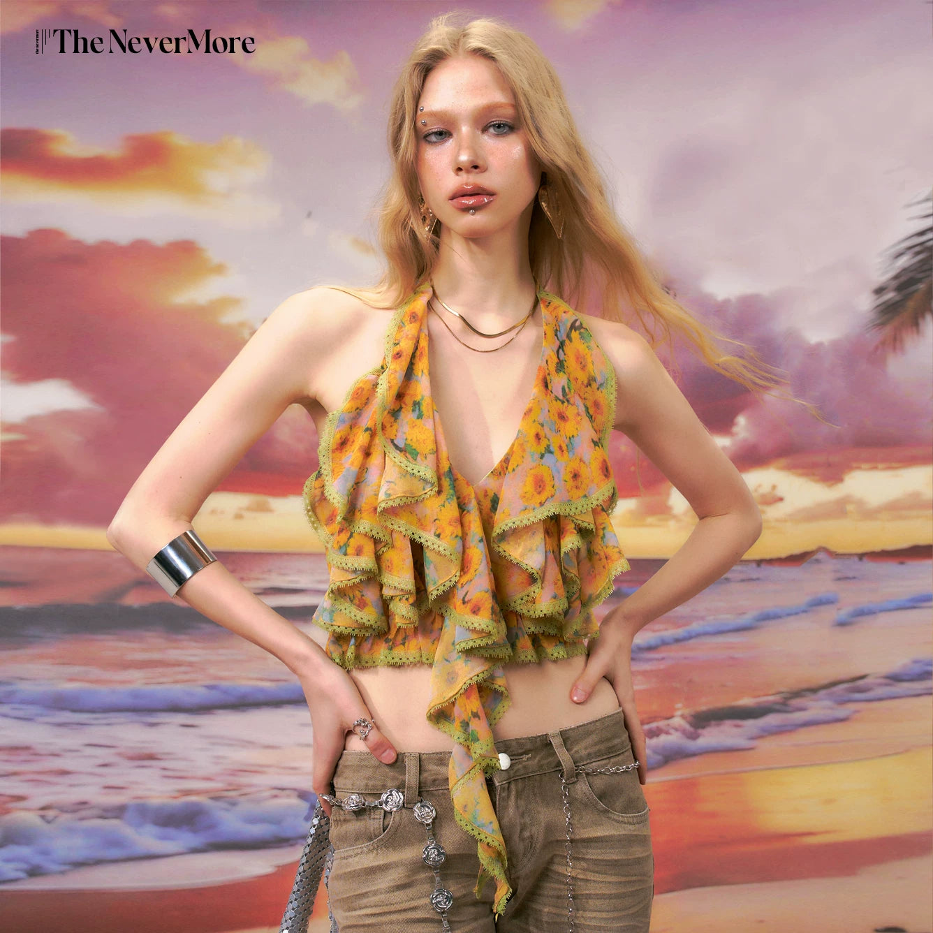 Floral Halter Backless Camisole