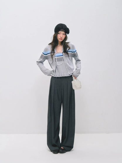 Ruffle Trim Bandeau &amp; Cardigan Knit Set