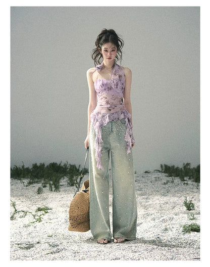 Bauhinia Bloom Asymmetric Halter Top