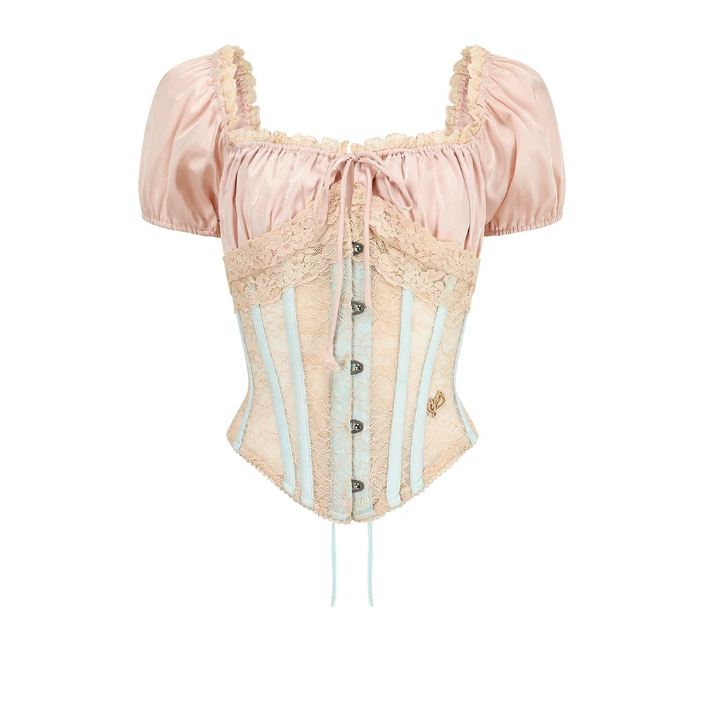 Blush Court Satin Corset Top &amp; Midi Skirt Set