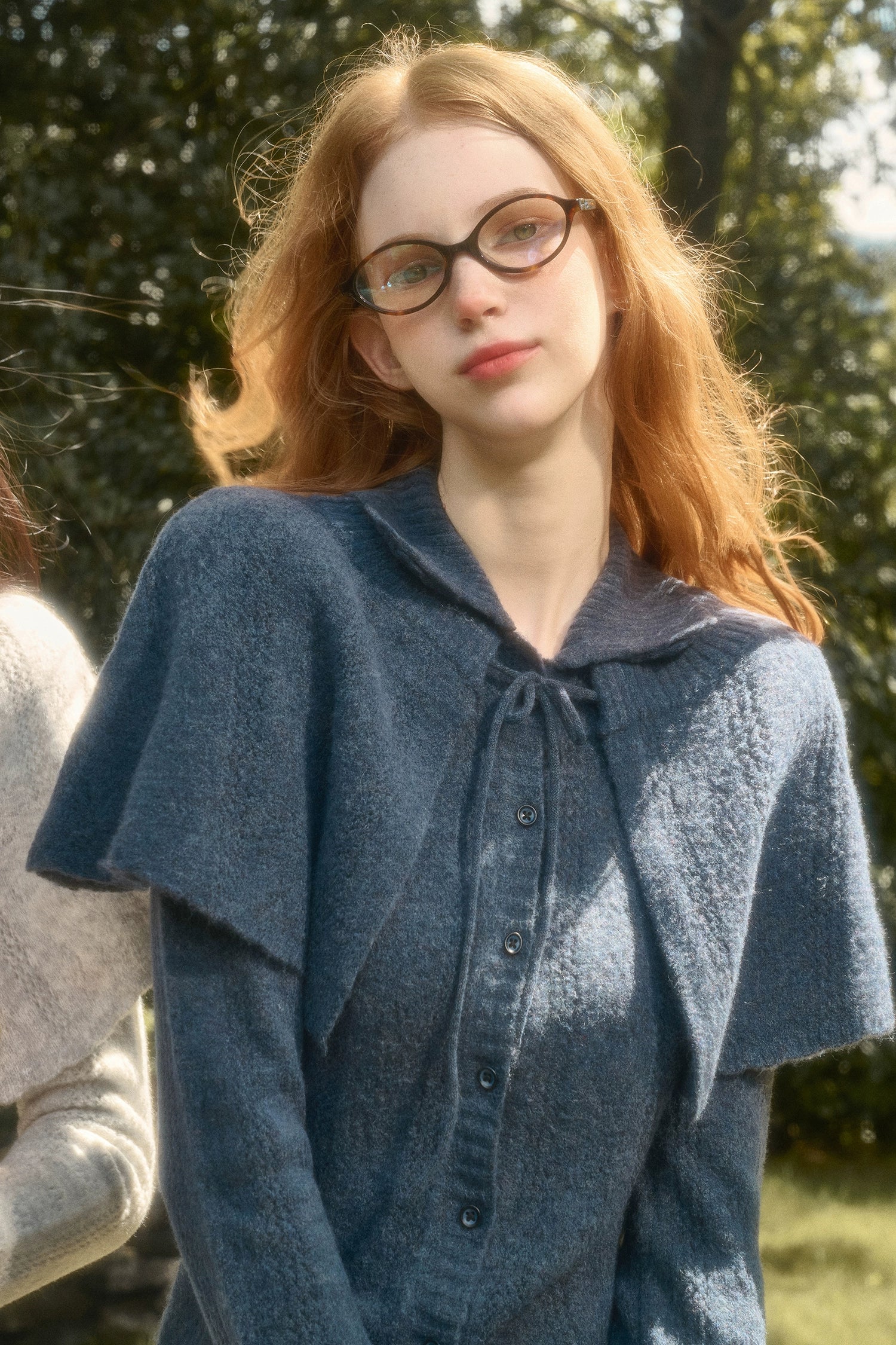 Snow Library Wool Knit Cape Cardigan &amp; Skirt Set