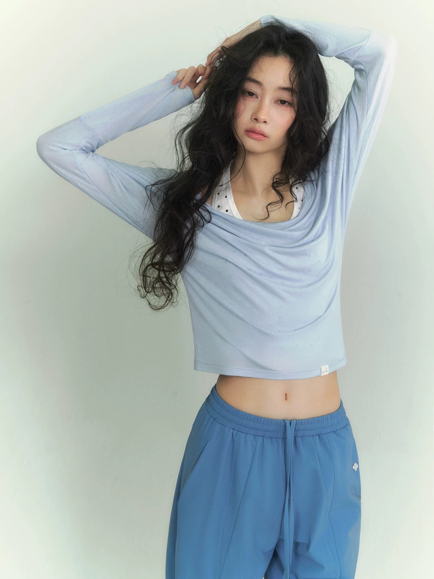 Sheer Polka Dot Layered Two-Piece T-Shirt Set