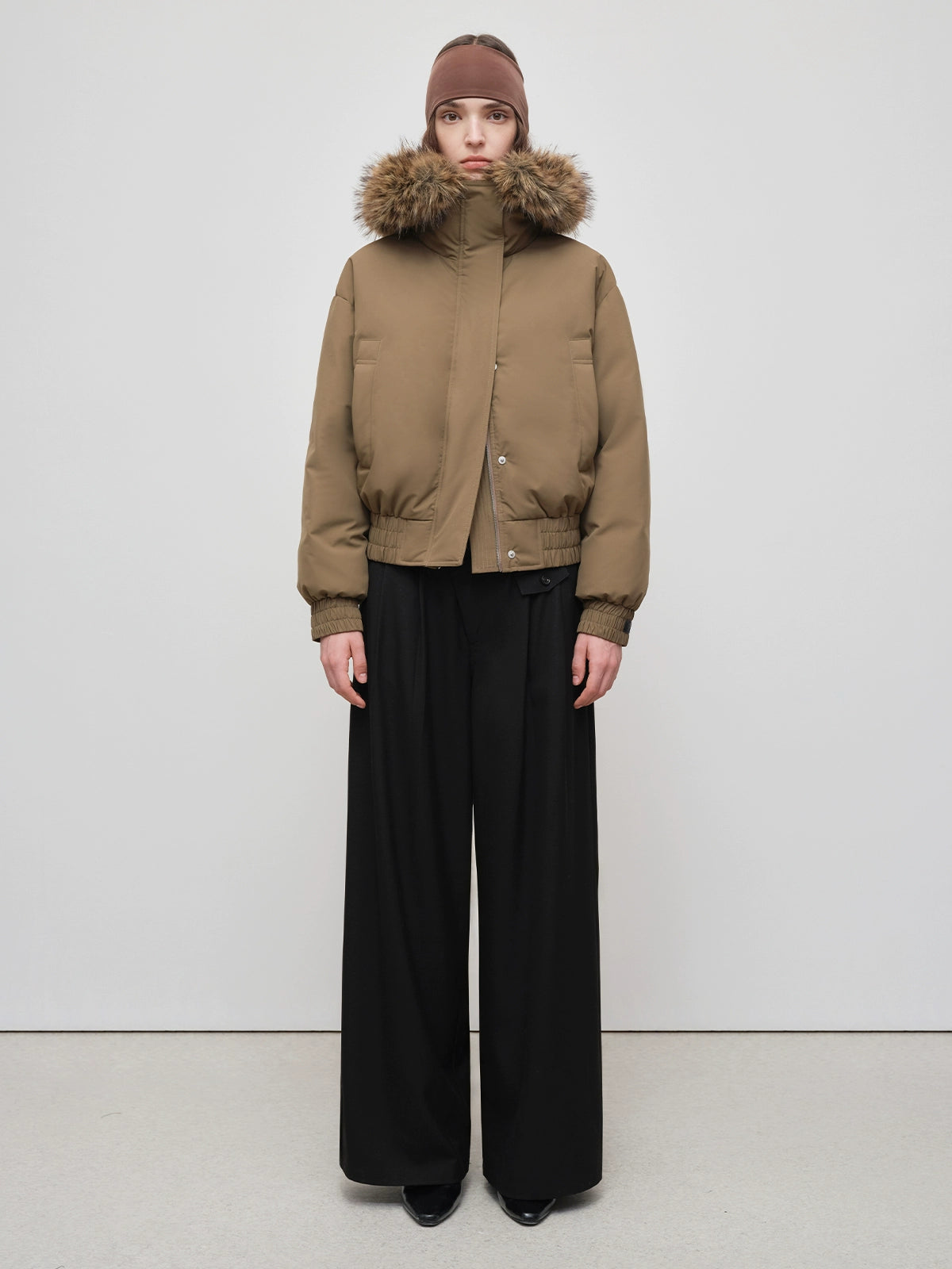 Faux Raccoon Fur Trim 90% White Duck Down Parka