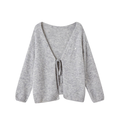 Bohemian Tie-Front V-Neck Cardigan - CHINASQUAD