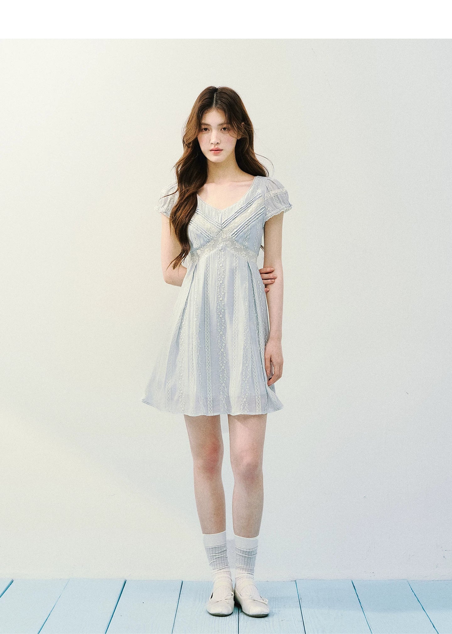 Vintage Lace Panel V-Neck Dress