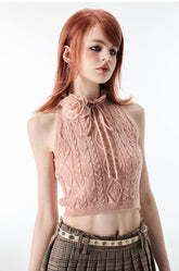 (Final Sale) Knitted ”Rose“ Sleeveless Top - CHINASQUAD