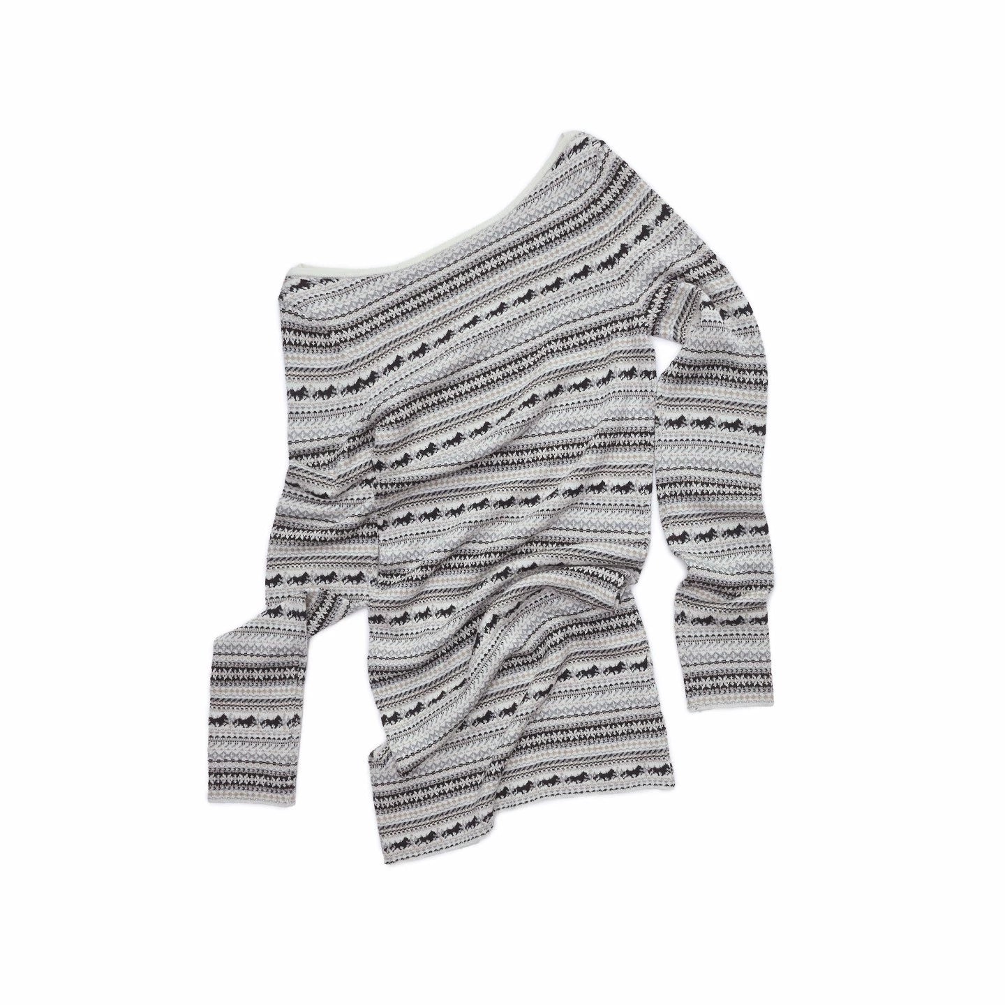 Fair Isle Off-Shoulder Jacquard Knit Dress