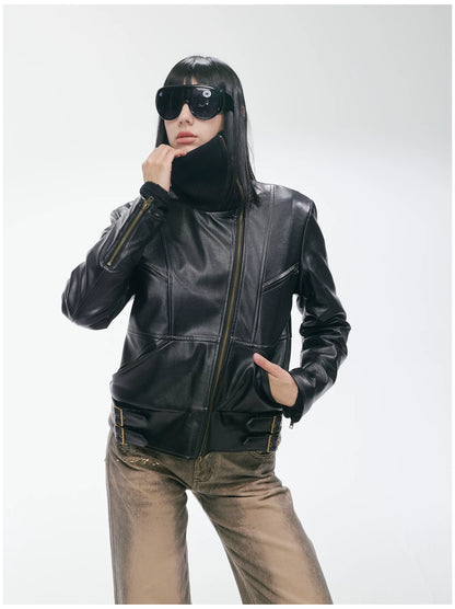 Heavy Punk Windproof Quilted Leather Jacket
