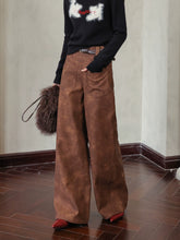 Brown Faux Leather Straight-Leg Pants - CHINASQUAD