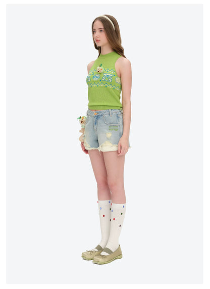Distressed Denim Shorts
