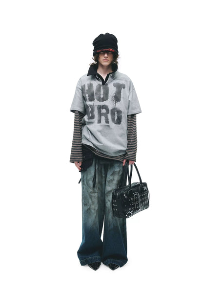 Hand-Sprayed Graffiti Distressed Oversized T-Shirt