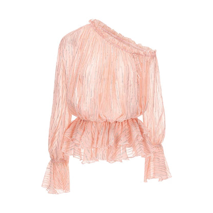 Silk Ruffled Luminous Two-Piece Set