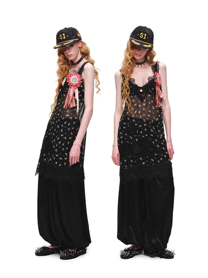 Snoopy Lace-Trim V-Neck Relaxed Dress