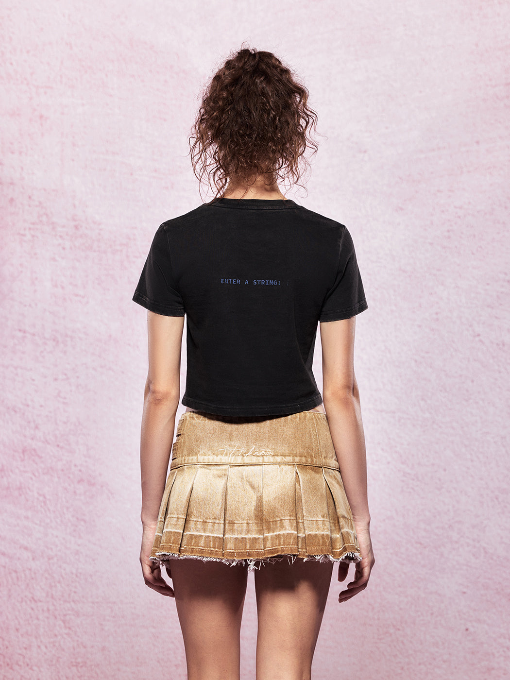 Brown &amp; Pink  Denim Mini Skirt - CHINASQUAD