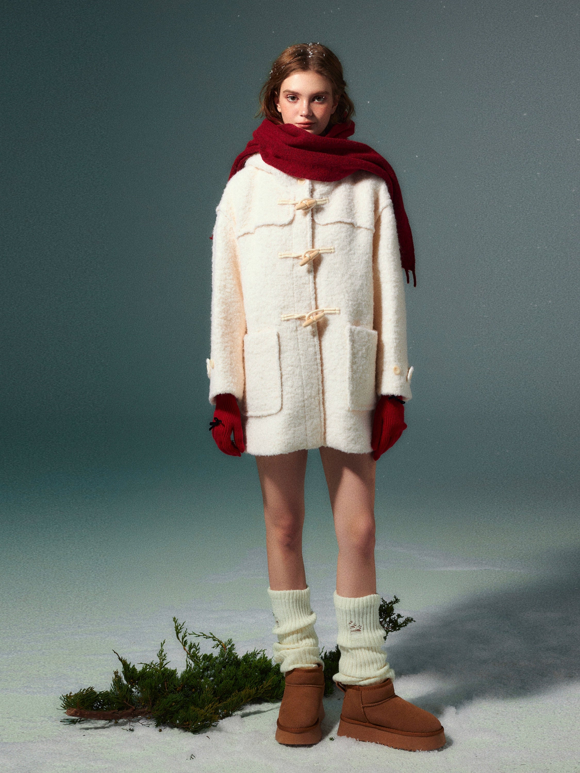 White Wool Horn Buttons Coat - CHINASQUAD