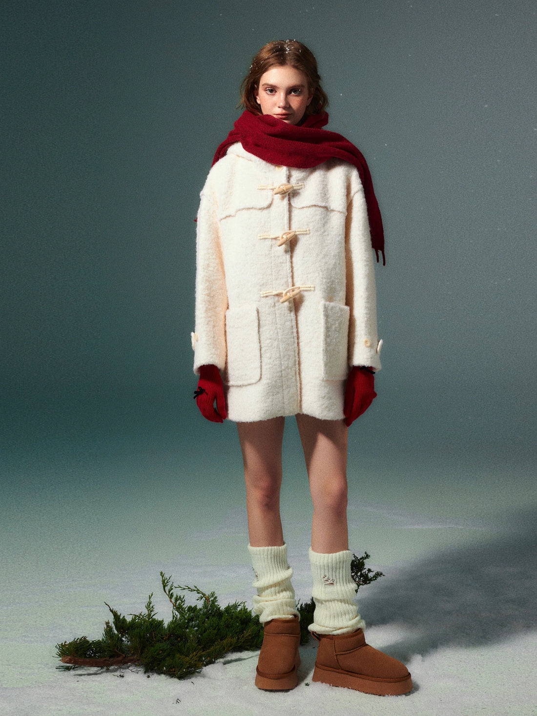 (Final Sale) White Wool Horn Buttons Coat - CHINASQUAD