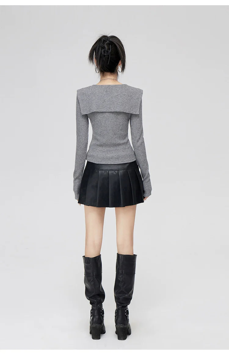 Square Neck Lurex Knit Sweater