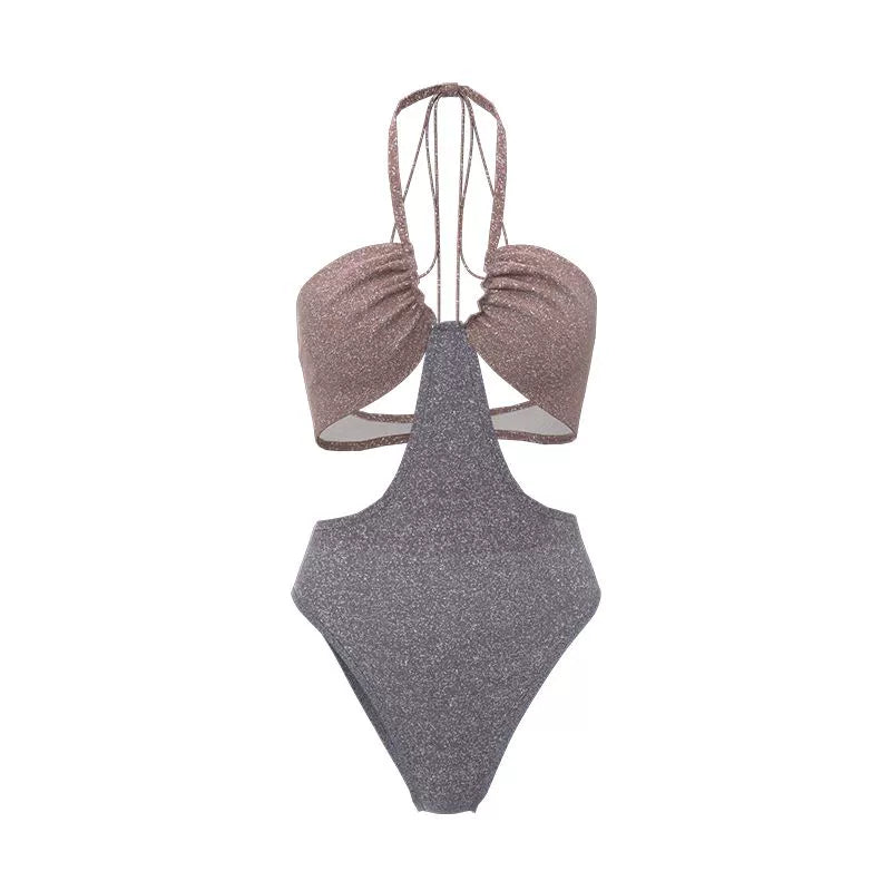 Bling Drawstring One-Piece Swimsuit