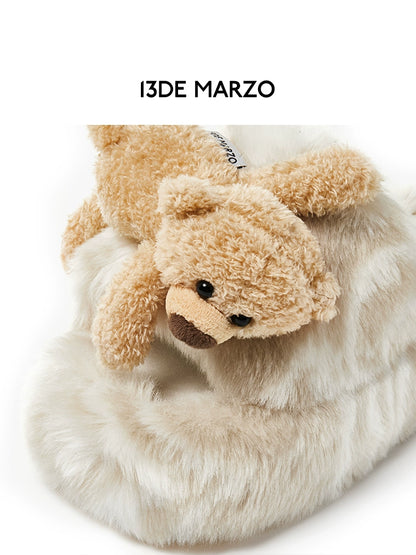 Logo Furry Plush Slipper