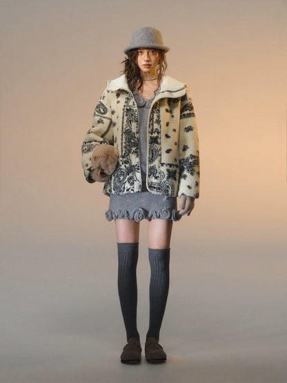 Jacquard Fleece Hooded Casual Jacket