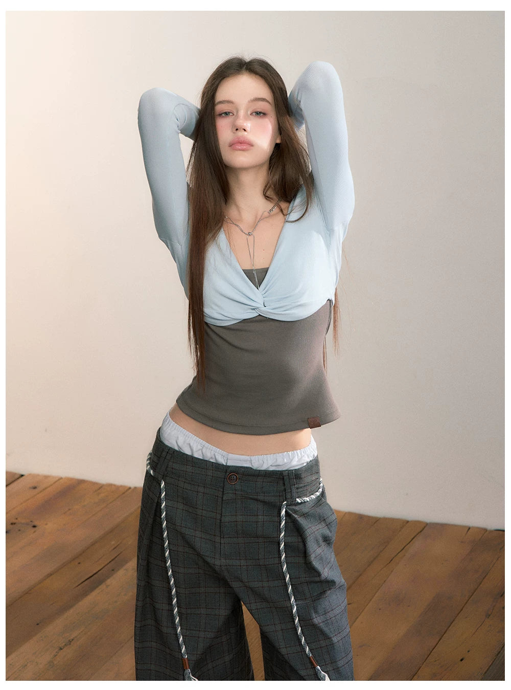 Tube-Top Slim-Fit Long Sleeve T-Shirt