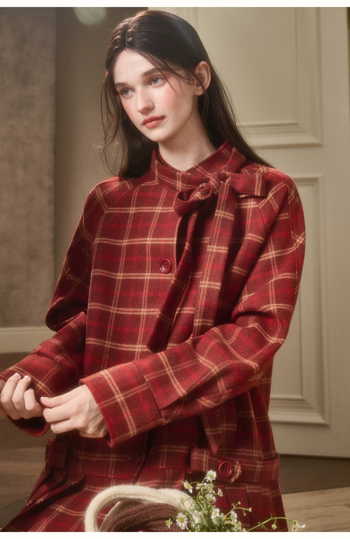 Cosagach Plaid Wool Coat