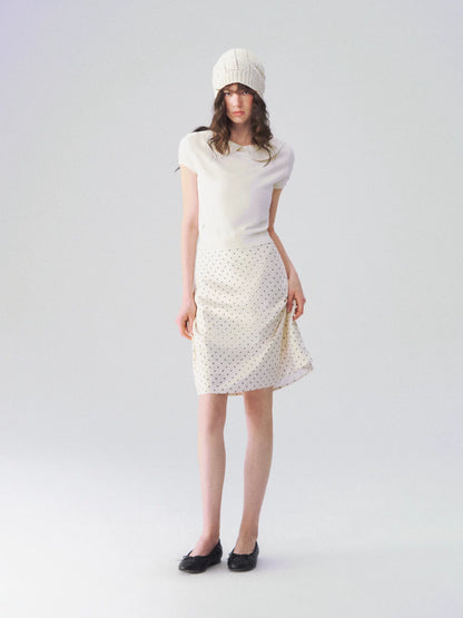 Peter Pan Collar Contrast Knit Short Sleeve Top