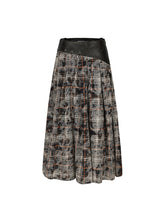 Grey & Brown Pleated Midi Skirt - CHINASQUAD