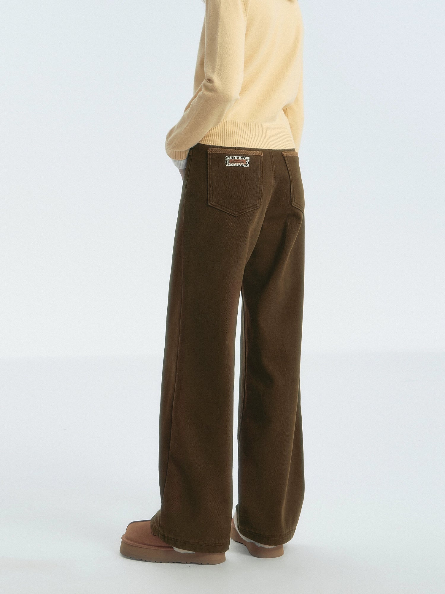 Corduroy Patch Fleece-Lined Casual Pants