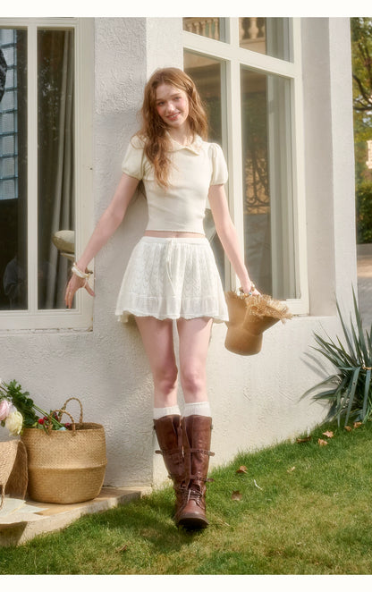 Lake Knit Drawstring Mini Skirt