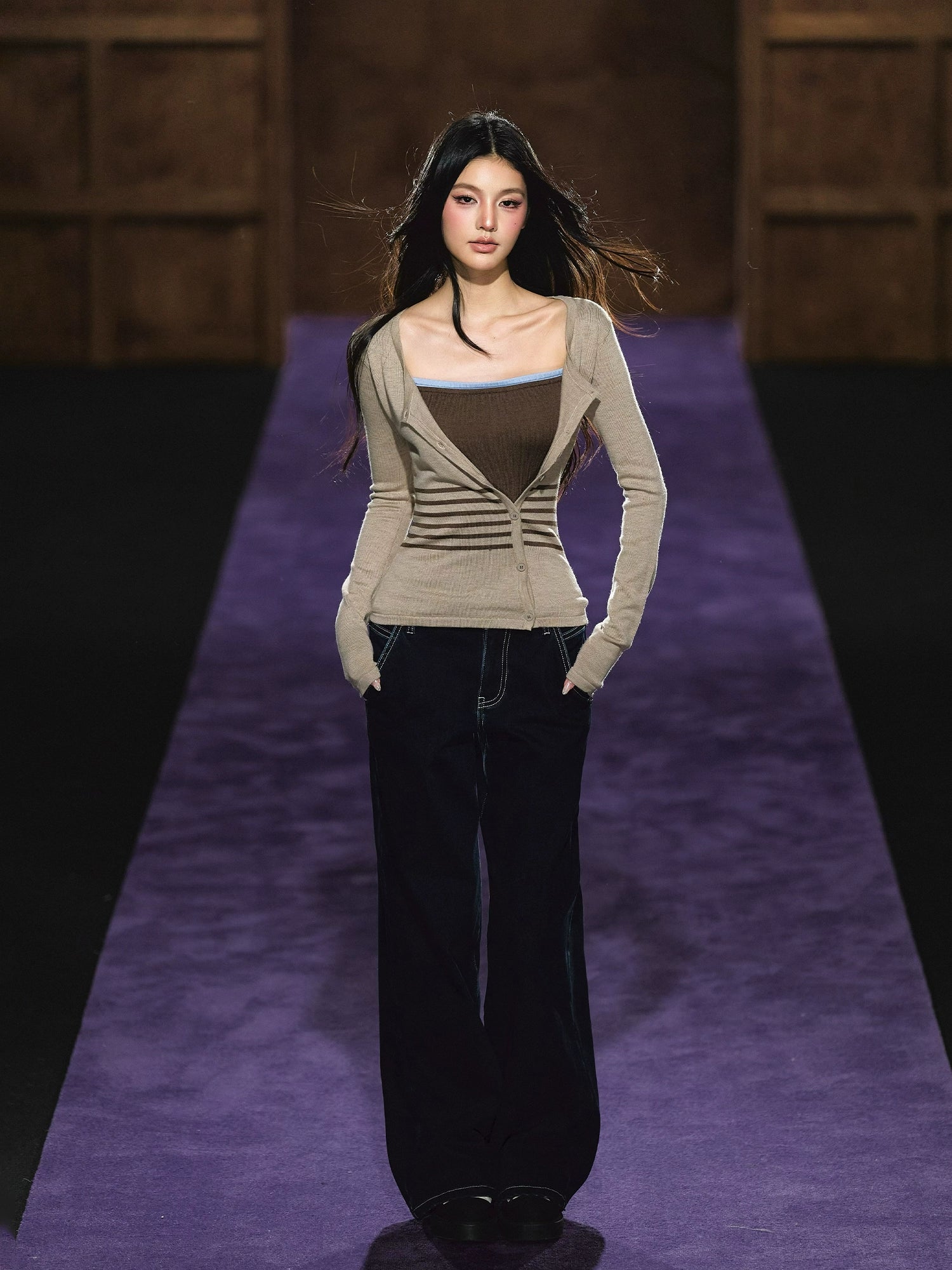 High-Waist Heart Pocket Straight-Leg Jeans