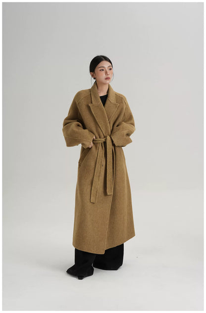 Tie-Belt Long Wool Coat