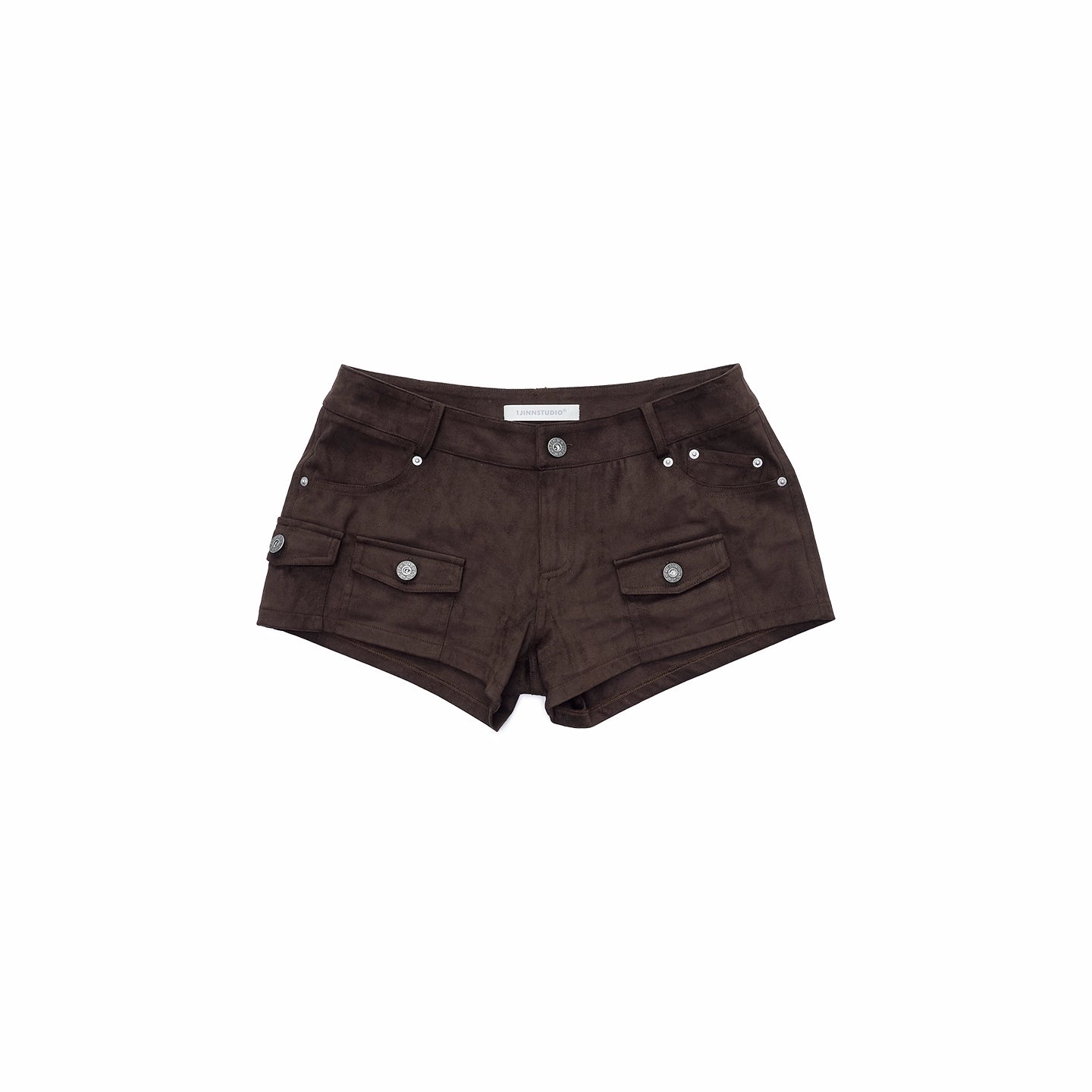 Low-Rise Studded Pocket Mini Shorts