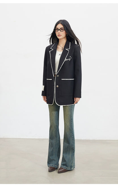 Contrast Fringe Blazer