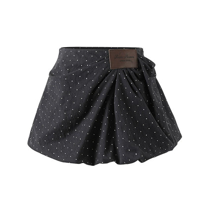 Khaki Petal-Pleat A-Line Skirt