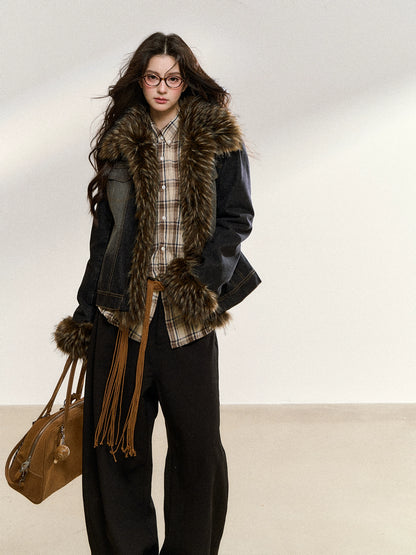 Faux Fur Trim Denim Jacket