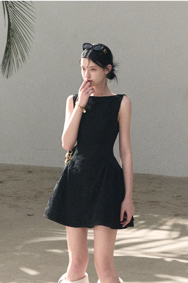 Wool-Blend Waist-Cinched Fitted Dress